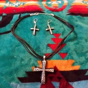 Necklace and earrings .